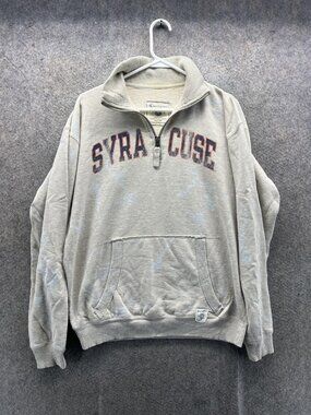 Syracuse Orange Sweatshirt Mens Medium Gray NCAA Champion Quarter Zip Pullover